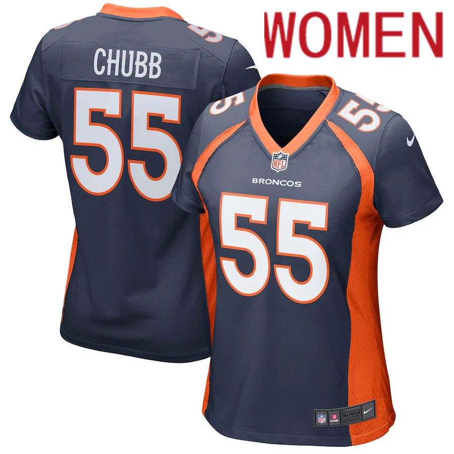 Women Denver Broncos #55 Bradley Chubb Nike Navy Game NFL Jersey->women nfl jersey->Women Jersey